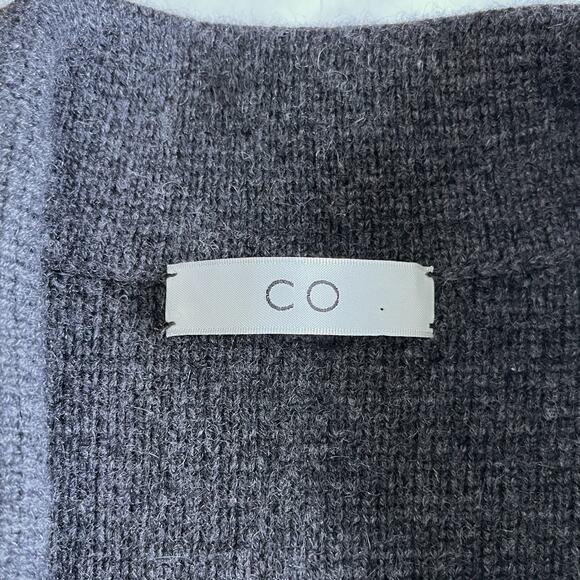 CO Collections 100% Cashmere Long Cardigan Coat Sweater Open Gray Sm cable knit - Picture 7 of 9